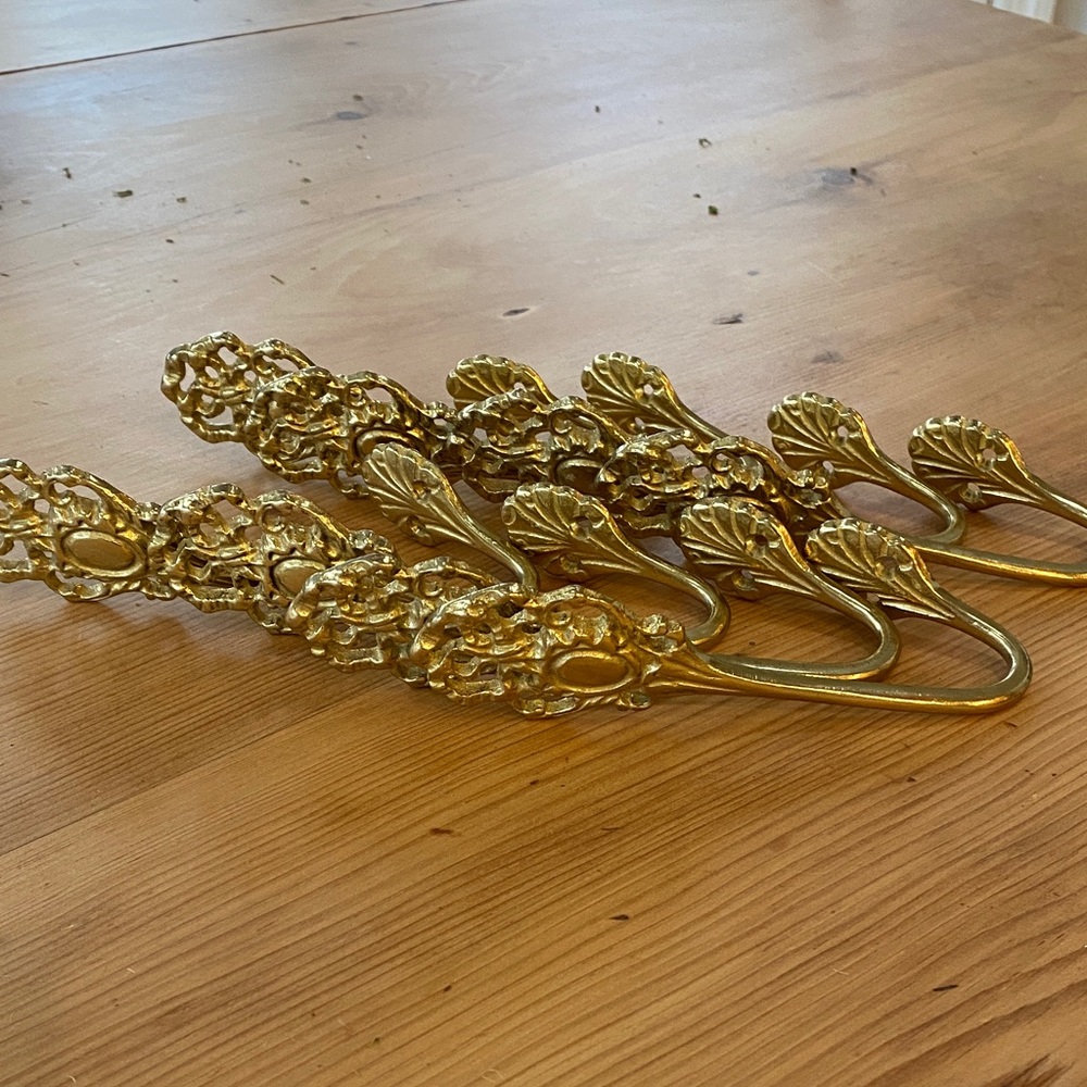 Set of eight Vintage Brass Curtain Tie Backs